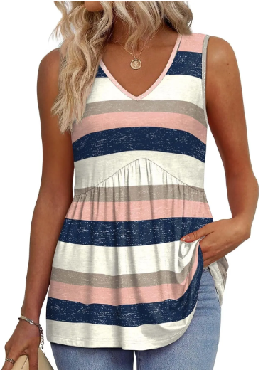 Women's V Neck Printed Tank Top