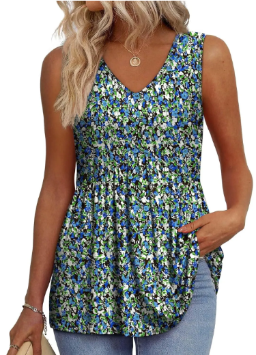Women's V Neck Printed Tank Top