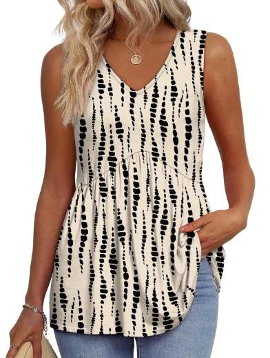 Women's V Neck Printed Tank Top