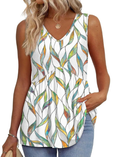 Women's V Neck Printed Tank Top