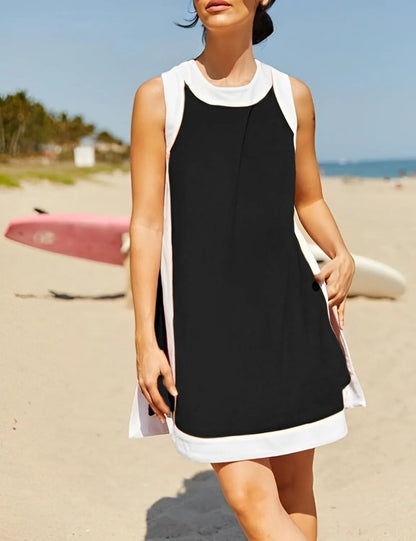 Women's Striped T-Shirt Dress with Pockets