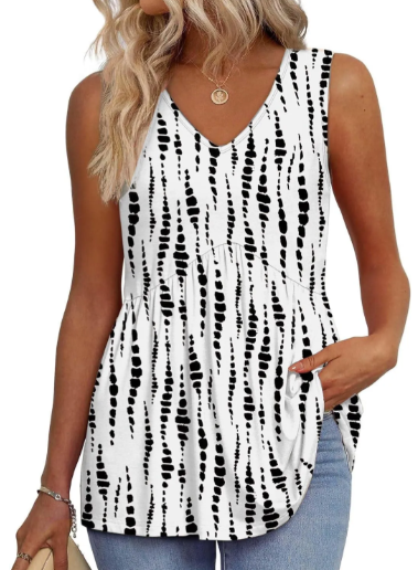 Women's V Neck Printed Tank Top