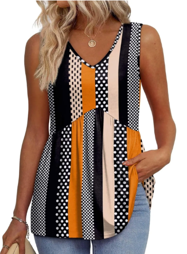 Women's V Neck Printed Tank Top